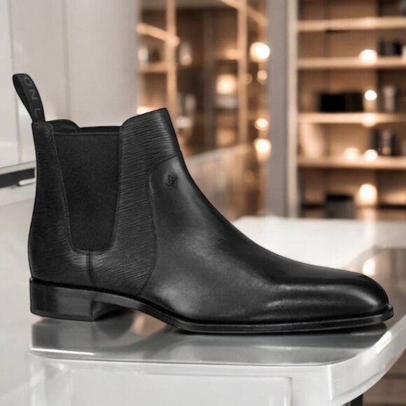 LOUIS VUITTON Wall Street Chelsea Epi Leather Black Boots Shoe Mens UK 11 US 12 - Picture 5 of 16